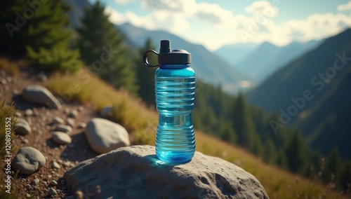 Obraz na płótnie Elegant Water Bottle Product Photography - Hydration, Active Lifestyle, Sports, and Wellness Marketing and Advertising Concepts w salonie