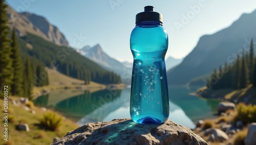 Elegant Water Bottle Product Photography - Hydration, Active Lifestyle, Sports, and Wellness Marketing and Advertising Concepts