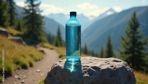 Obraz na płótnie Elegant Water Bottle Product Photography - Hydration, Active Lifestyle, Sports, and Wellness Marketing and Advertising Concepts w salonie