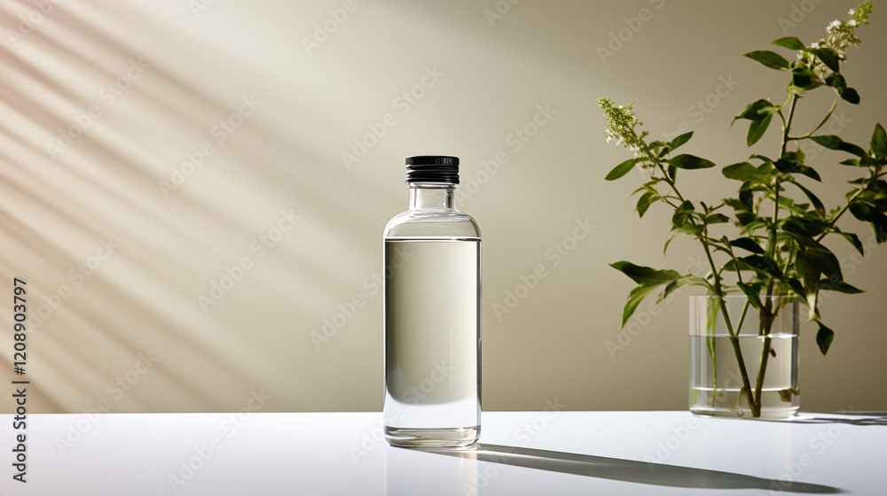 Elegant Water Bottle Product Photography - Hydration, Active Lifestyle, Sports, and Wellness Marketing and Advertising Concepts