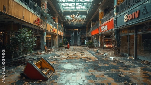 Abandoned shopping plaze interior slung derelict forsaken outcast photo