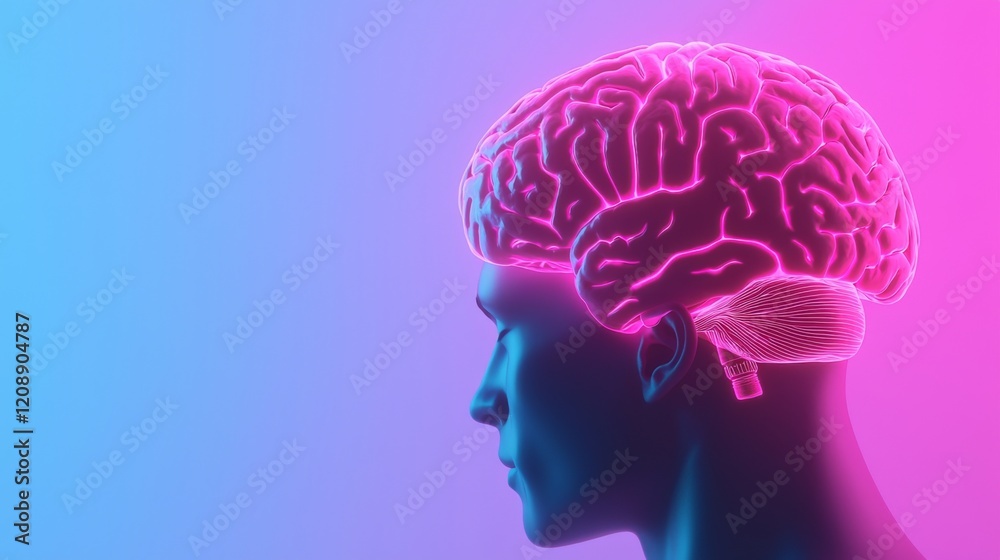 Fototapeta premium Exploring neural connections brain visualization digital art futuristic setting side profile cognitive concepts