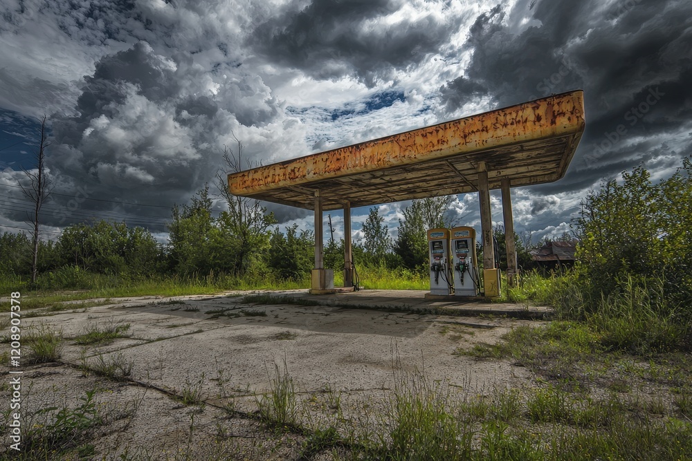 Abandoned gas station slung derelict forsaken outcast Abandoned gas station slung derelict forsaken outcast