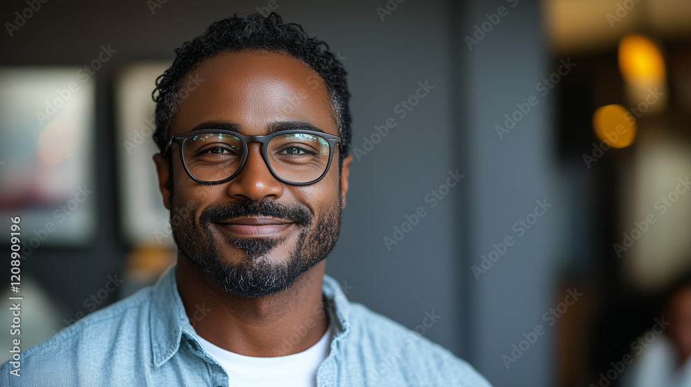 Confident Man in Glasses with a Warm Smile Confident Man in Glasses with a Warm Smile