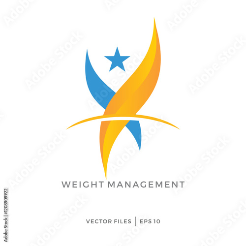 simple human diet and weight or talent logo design and stars