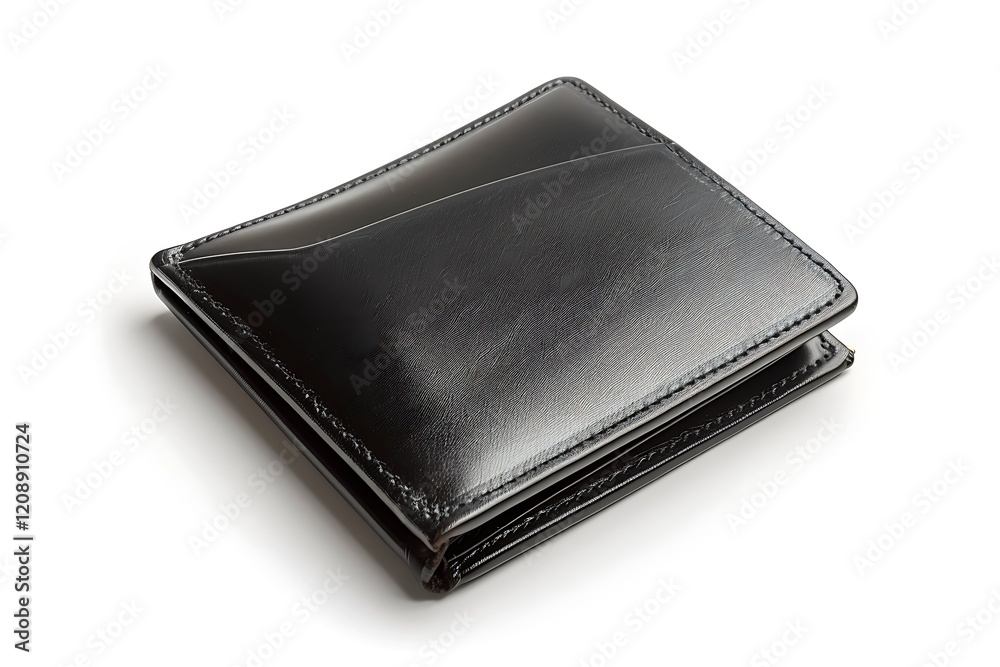Black genuine leather wallet isolated on white background Black genuine leather wallet isolated on white background
