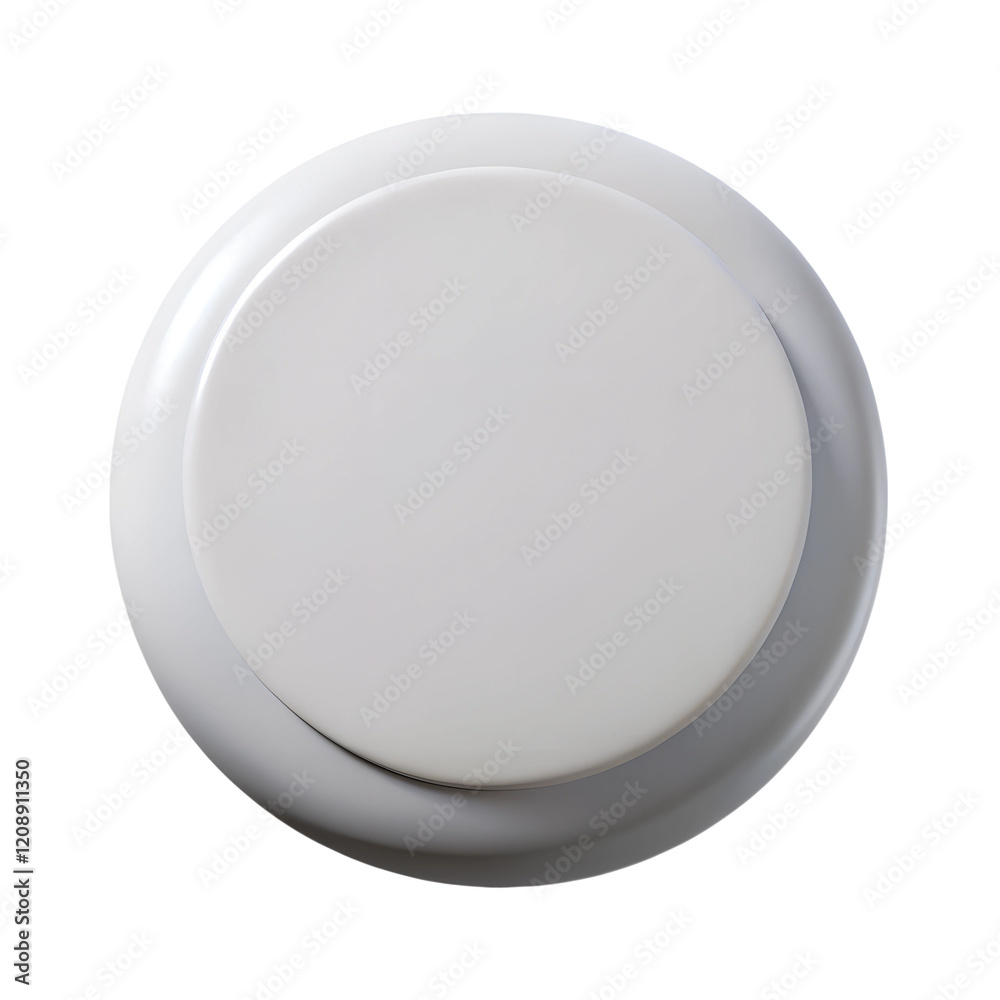 3D icon of white empty button. Cartoon plastic style 3D icon of white empty button. Cartoon plastic style