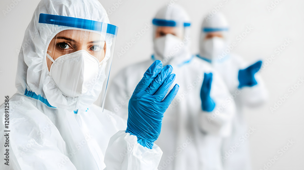 Researchers in protective gear examining medical samples in a laboratory, focusing on health and safety protocols.
Researchers in protective gear examining medical samples in a laboratory, focusing on health and safety protocols.
