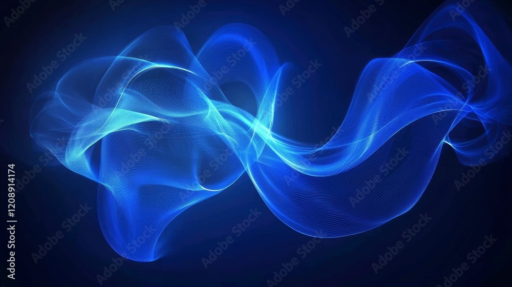 Fototapeta premium Abstract blue background data technology glowing lines for banners, posters and social media.