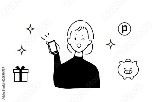 スマホで節約する女性