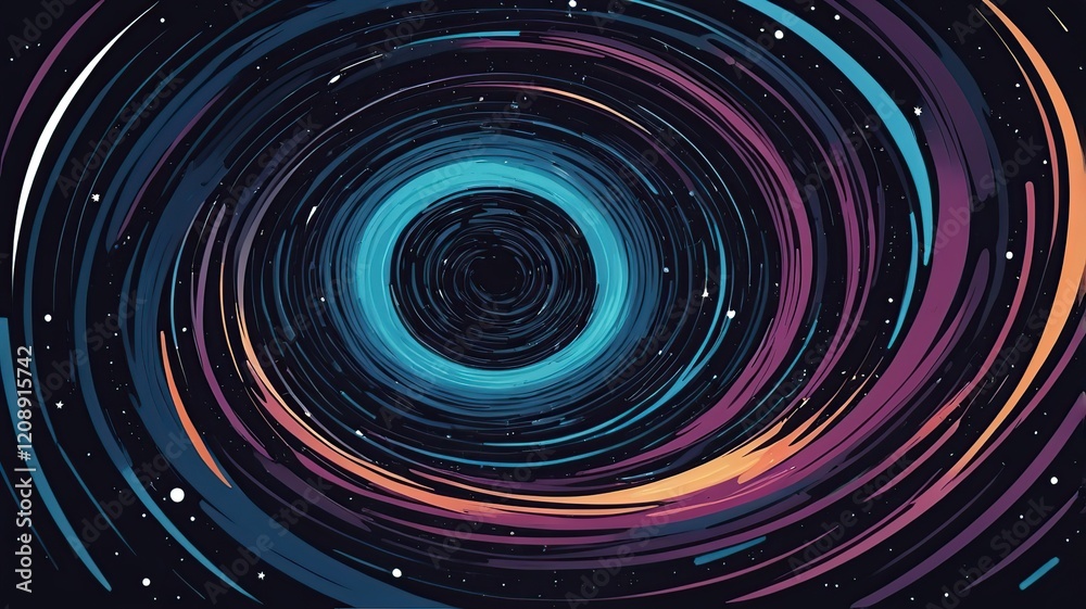 Space-themed abstract, swirling star trails in deep space colors. Space-themed abstract, swirling star trails in deep space colors.