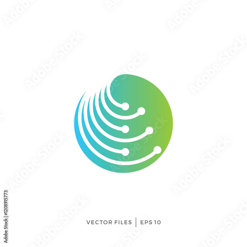 simple design logo of fiber optic data inside a circle