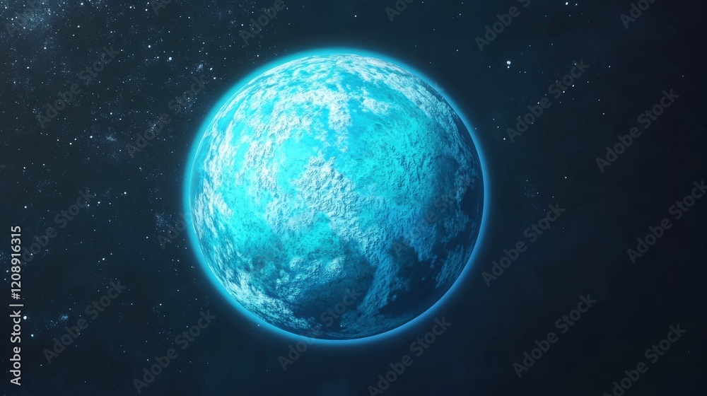 Obraz premium A mysterious planet covered in icy oceans with shimmering auroras