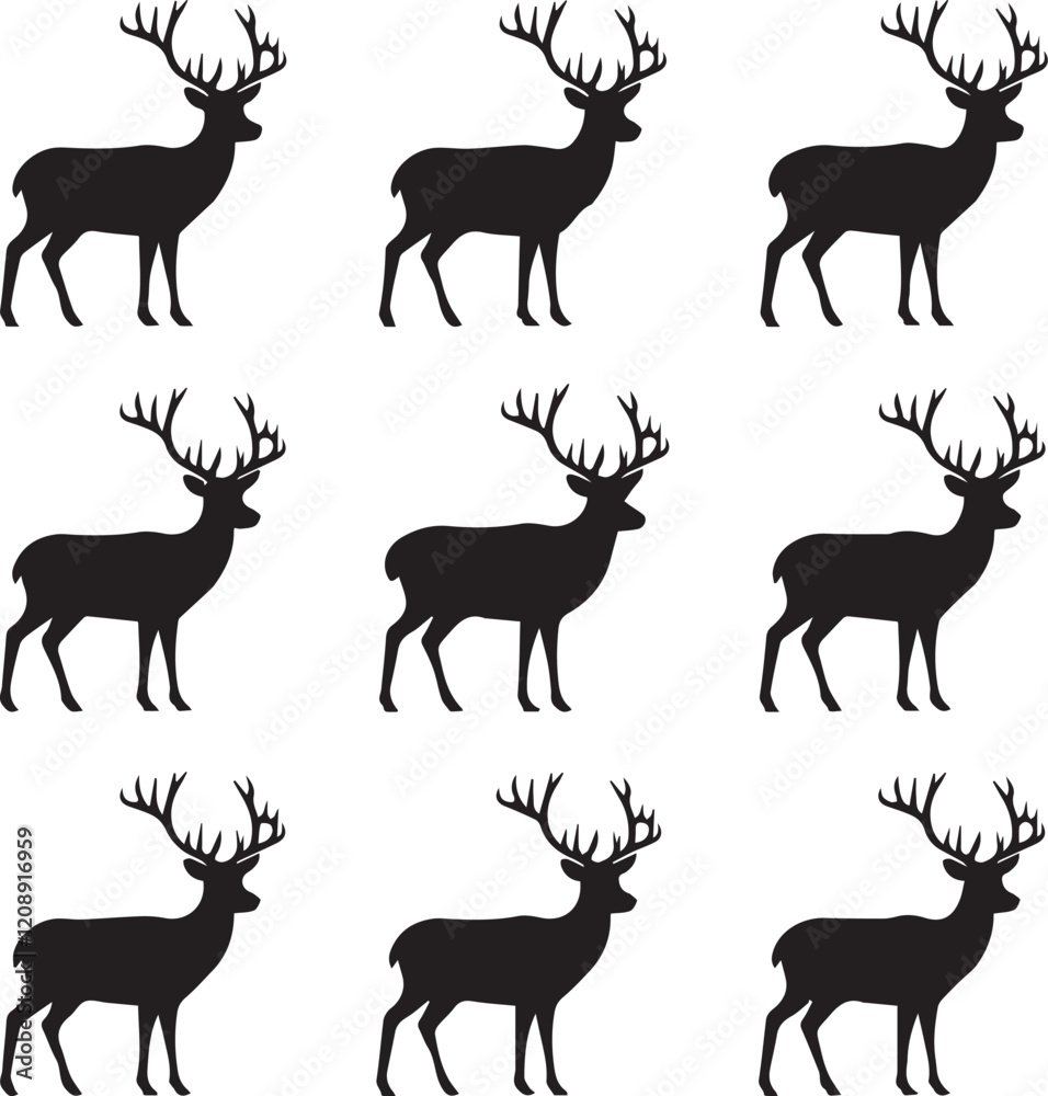 silhouette vector of deer with large antlers. silhouette vector of deer with large antlers.