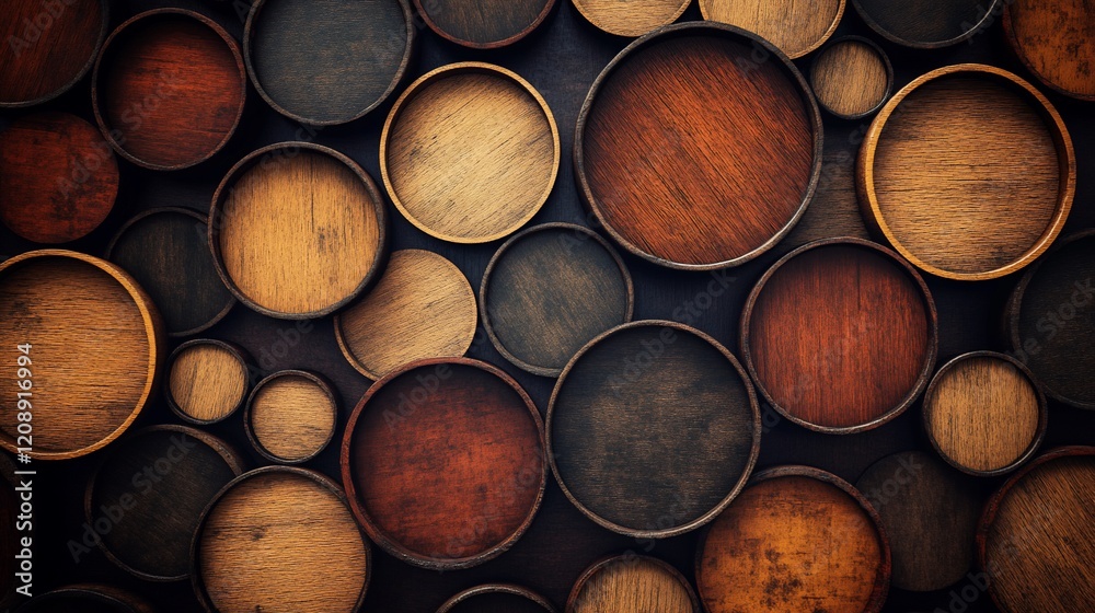Overlapping wooden circles background. Overlapping wooden circles background.