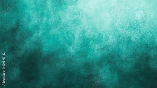 Grainy gradient aqua green background light to dark ocean green smooth noise texture aquamarine banner backdrop design
