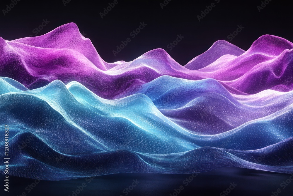 Obraz premium Colorful abstract waves of light creating dynamic landscape