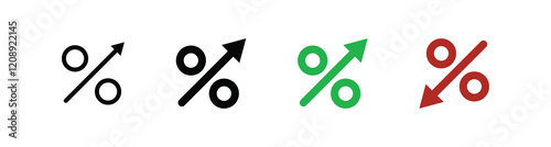 Percentage arrow icons, growth and decline . increase and decrease icons. for business, finance and analytics themes