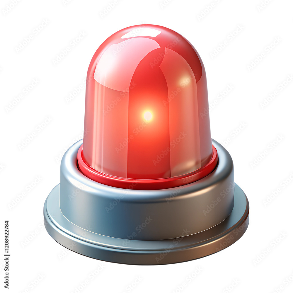 3D Alert icon, flashing siren isolated on white background. Emergency red alarm light. Cartoon plastic style 3D Alert icon, flashing siren isolated on white background. Emergency red alarm light. Cartoon plastic style