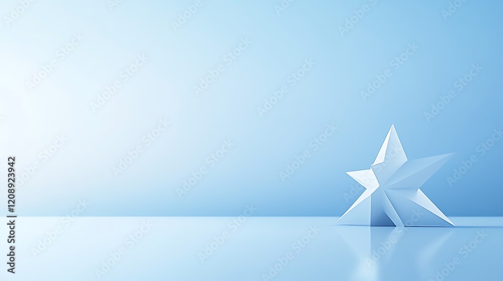 Obraz premium A Single White Geometric Star on Blue Background