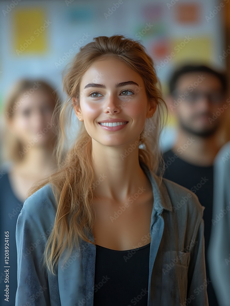 Smiling woman in a team. Smiling woman in a team.