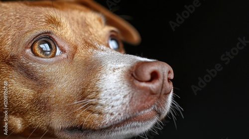 Wallpaper Mural Curious dog, close-up portrait, dark background, pet photography Torontodigital.ca
