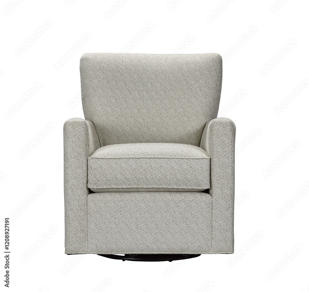 A modern fabric armchair soft cushion + clipping path. The chair is isolated on a White background. 
Furniture, interior object, sofa chair.