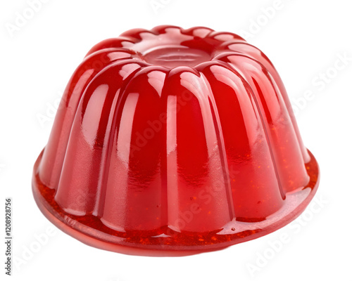 Red gelatin dessert isolated on transparent or white background, png  photo