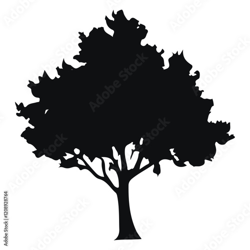 various deciduous trees silhouettes on the white background, black tree silhouettes isolated on white vector illustration