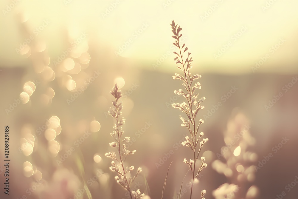 Delicate Wildflowers Basking in Golden Sunlight Delicate Wildflowers Basking in Golden Sunlight