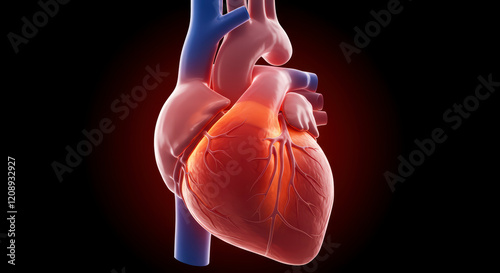 3D Illustration Depicting the Impact of Heart Attack on the Heart photo