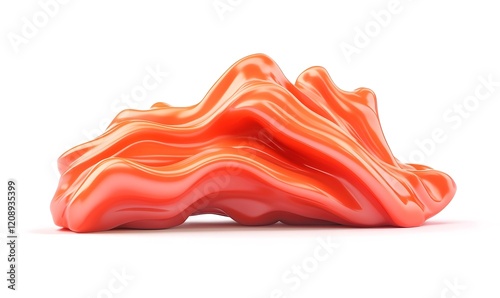 Orange liquid abstract form, studio shot, white background, 3D render, design element