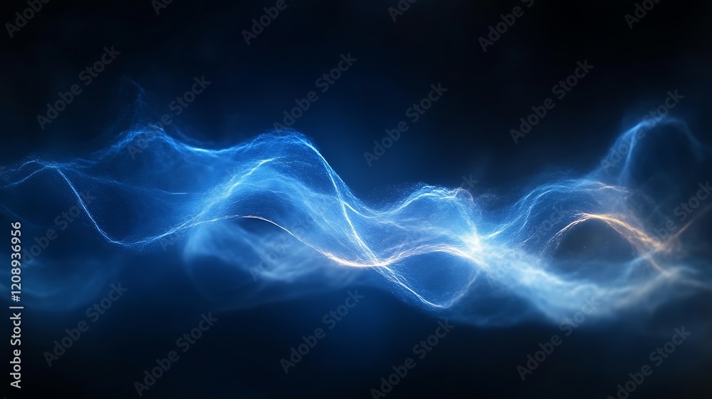 Fototapeta premium Abstract Blue Wave Energy Flowing Through Space