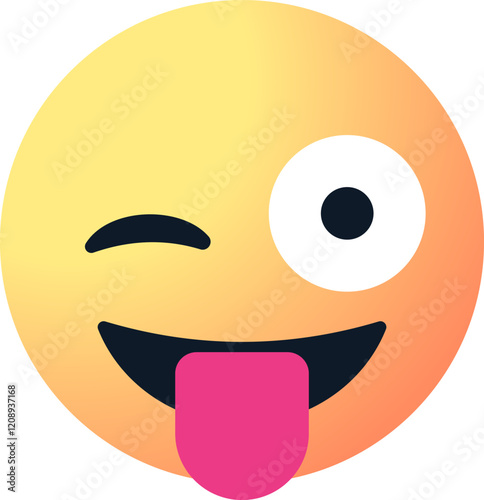 vector emoji with a winking eye and tongue out , Crazy funny emoticon for digital communication and stickers