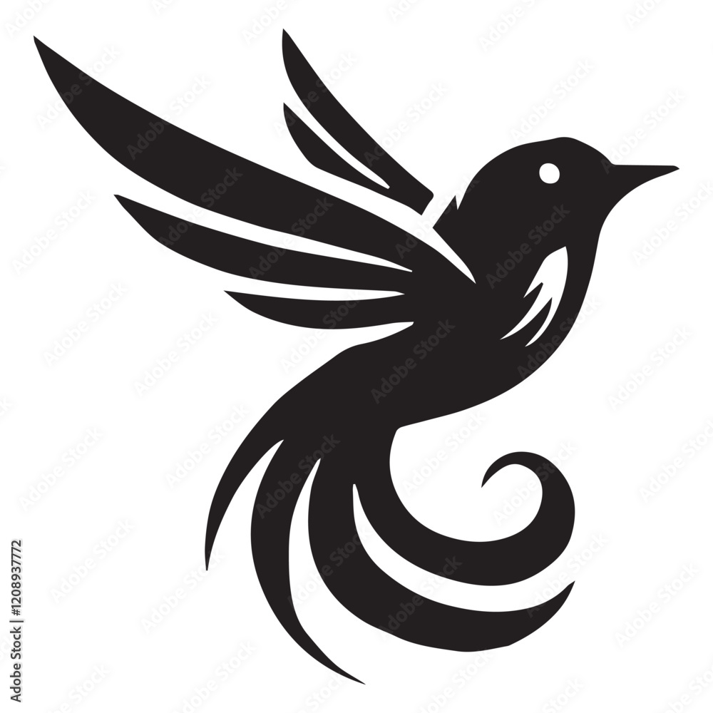 Fototapeta premium Silhouette of a bird on white background