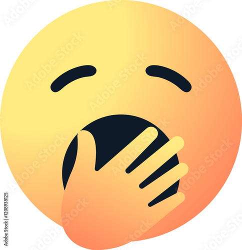 Yawning emoji vector icon sleepy emoticon showing a tired face with a hand covering the mouth. sleepiness, boredom, exhaustion for communication designs