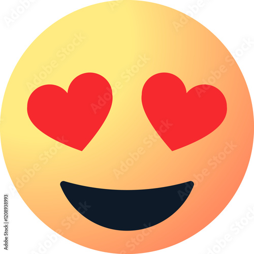 a cute emoji with heart eyes and smiley or smiling face, love emoticon . affection, admiration and happiness. for social media, messages, chatting, communication apps