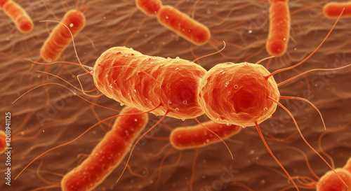 Porphyromonas Gingivalis: Anaerobic Bacteria and Its Role in Periodontal Disease, Rheumatoid Arthritis, and Esophageal Cancer, 3D Illustration photo
