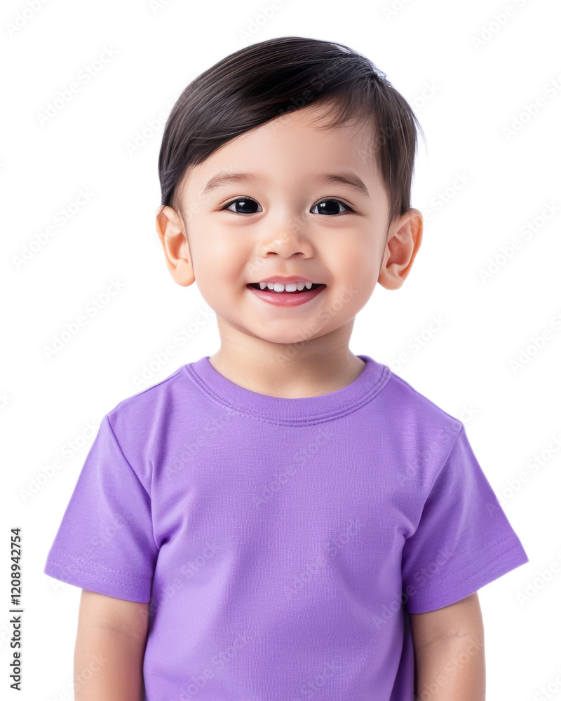 Cheerful Toddler in Purple Shirt Smiling Cheerful Toddler in Purple Shirt Smiling