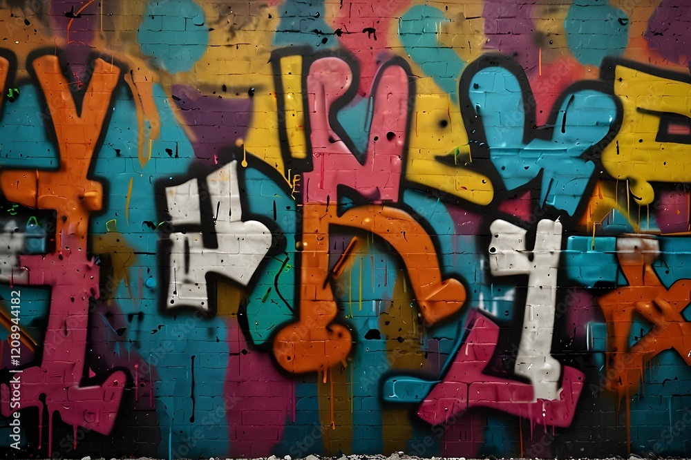 Fototapeta premium graffiti wall abstract background, Generative Ai not real photo, idea for artistic pop art background backdrop Generative AI