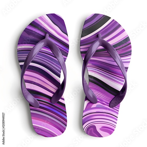 Pair of pirple flip flops isolated on white background photo