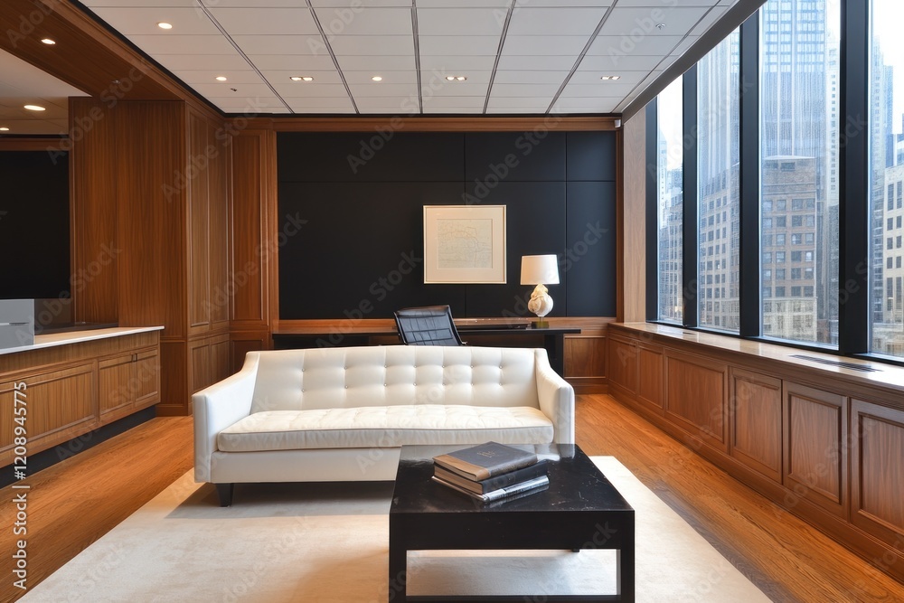 Fototapeta premium Modern Office Interior Design with City View