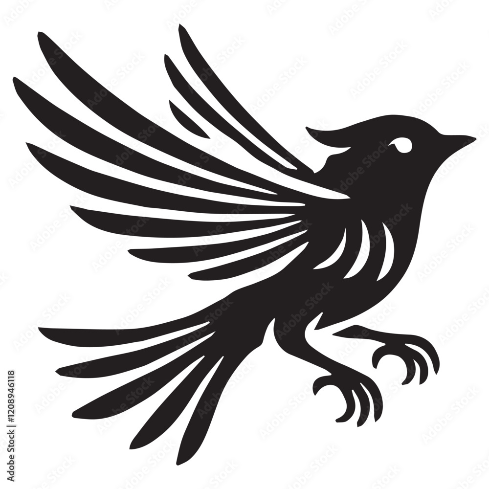 Obraz premium Silhouette of a bird on white background