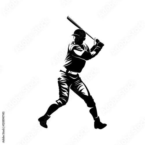 silhouette of a baseball player preparing to hit the ball