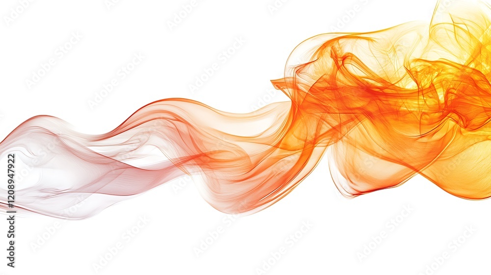 Abstract Orange Flowing Stream, Dynamic Energy, Fiery Abstract Art, Swirling Movement, White Background Abstract Orange Flowing Stream, Dynamic Energy, Fiery Abstract Art, Swirling Movement, White Background