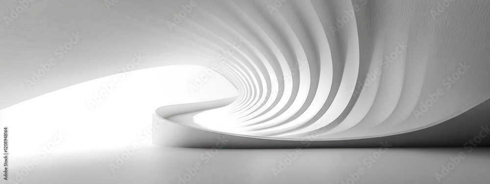 Fototapeta premium Minimalist Architecture Design Soft Natural Lighting White Curves Abstract Geometry