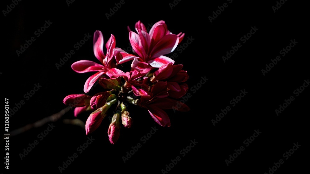 Vivid Pink and White Flowers Blooming in the Dark Close up Macro Photography Vivid Pink and White Flowers Blooming in the Dark Close up Macro Photography