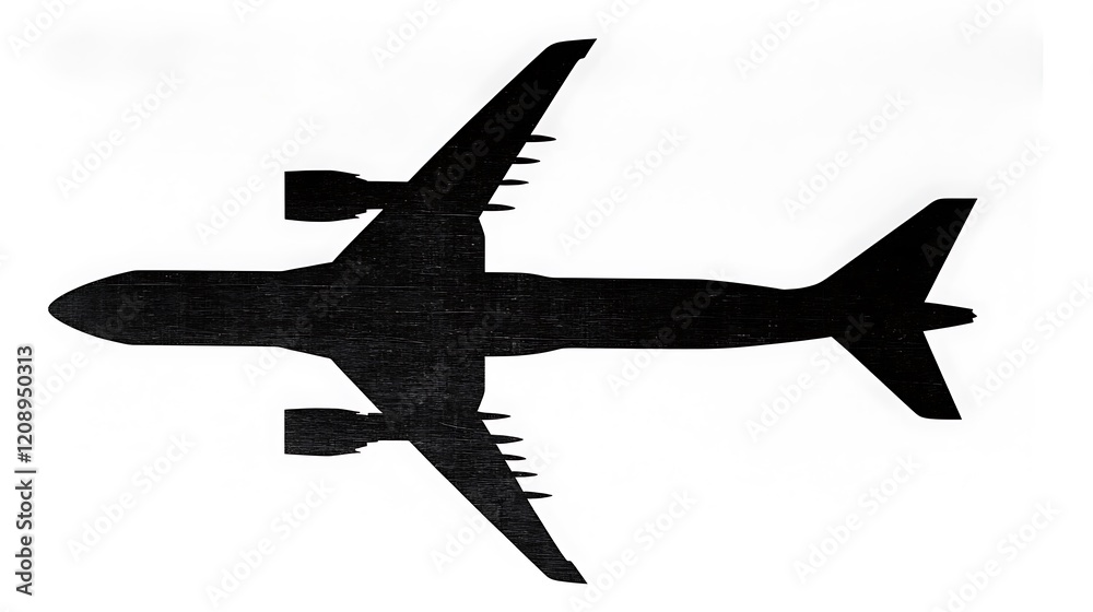 A stunning image of a jumbo jet in flight, captured with great detail and clarity against a seamless white backdrop, showcasing its massive silhouette A stunning image of a jumbo jet in flight, captured with great detail and clarity against a seamless white backdrop, showcasing its massive silhouette