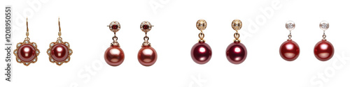 Exquisite burgundy pearl jewelry set featuring a matching pair of drop earrings and a pendant necklace crafted with premium materials and a sophisticated high end design photo