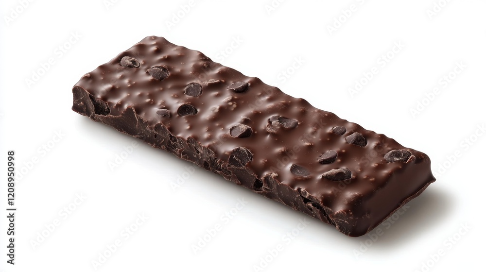 Delicious Dark Chocolate Bar with Nuts on a White Background Delicious Dark Chocolate Bar with Nuts on a White Background